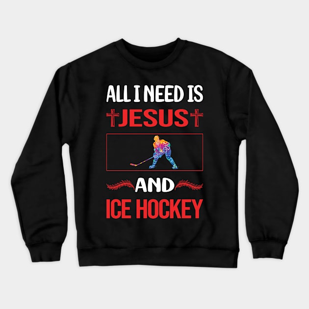 Funny Jesus Ice Hockey Crewneck Sweatshirt by Happy Life